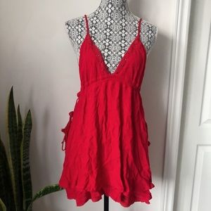 FOREVER 21 Red Crisscross Cami Mini Dress, Size S